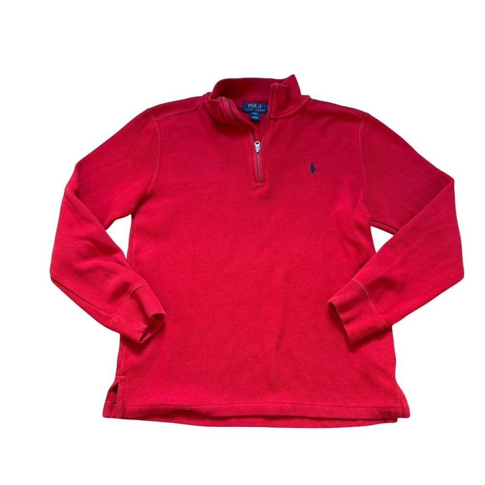 Polo Ralph Lauren Pullover Kids Red Good Quarter‎ Zip Cotton SIZE L (14-16)